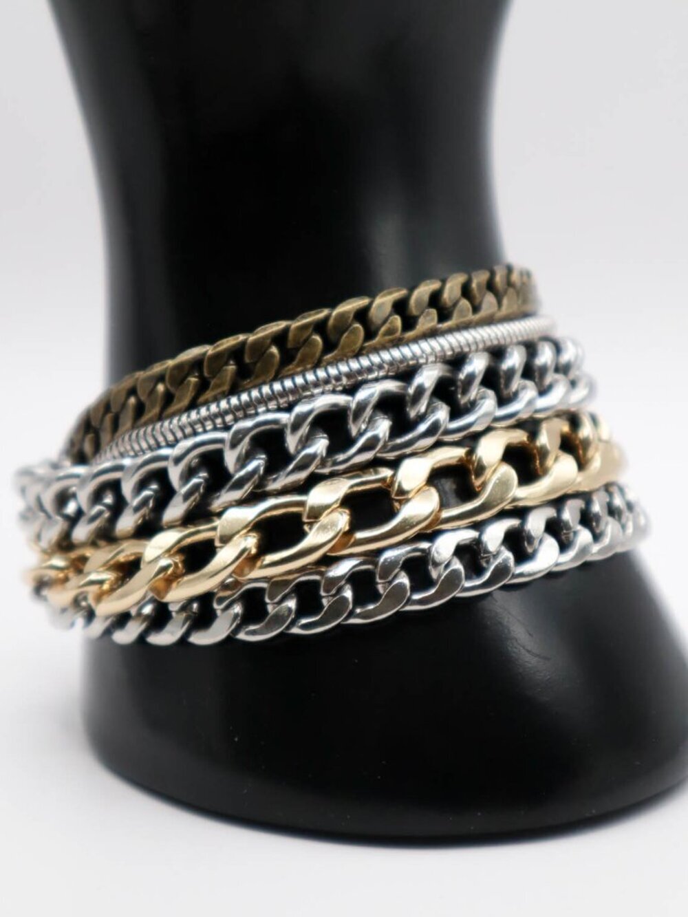 Jenny Bird Austin Cuff Bracelet Layered Multi Chain Gold Silver Tone Adjustable